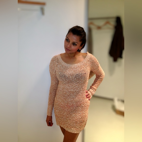 Scoop NYC Loose-Knit Cashmere/Silk Peach/Blush Sweater or Dress.Size Small. GUC. - Picture 2 of 14